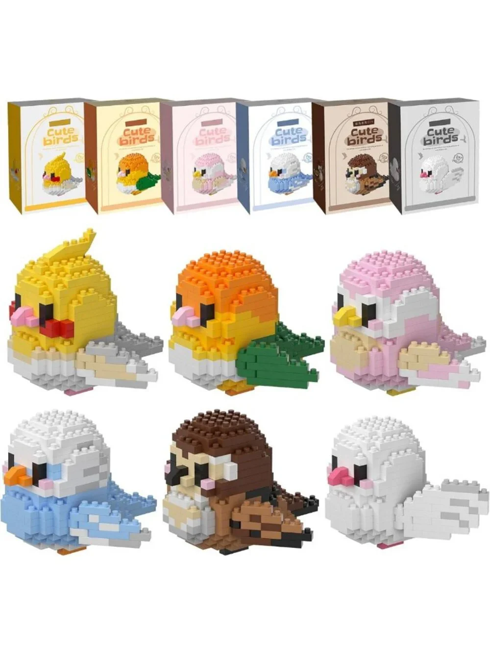 Micro Mini Parrots Building Block Set | Animal Model Kits for Kids | 6 Boxes